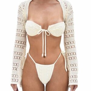 Heart of Sun Crochet Bikini top and long sleeve cover